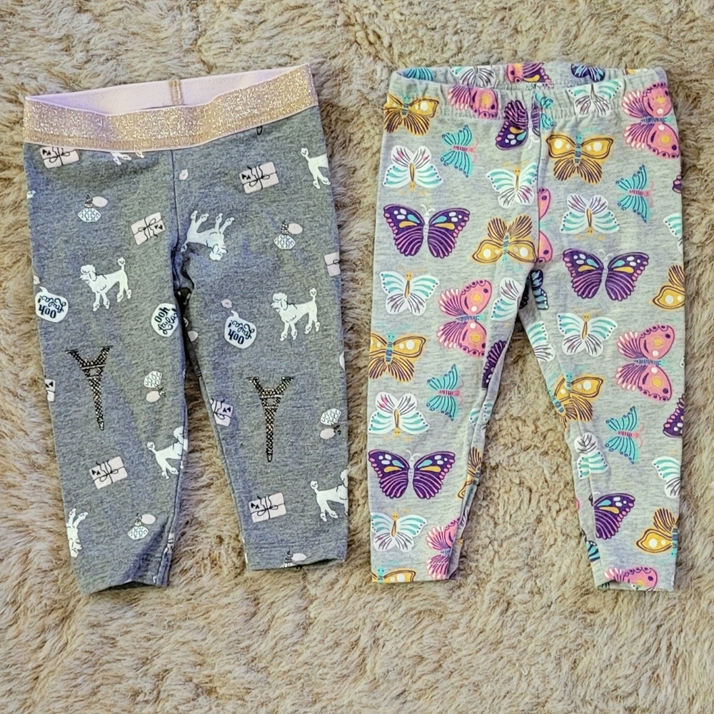 Carter's baby girl Paris/butterfly theme leggings